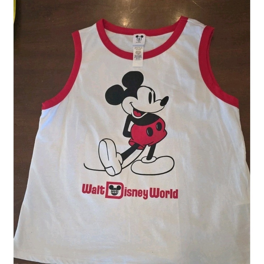 Disney Mickey Mouse Women's Muscle Tee Screen Print Walt Disney World #448 SZ L - Picture 2 of 4